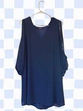Lulu's Navy Cold-Shoulder Dress